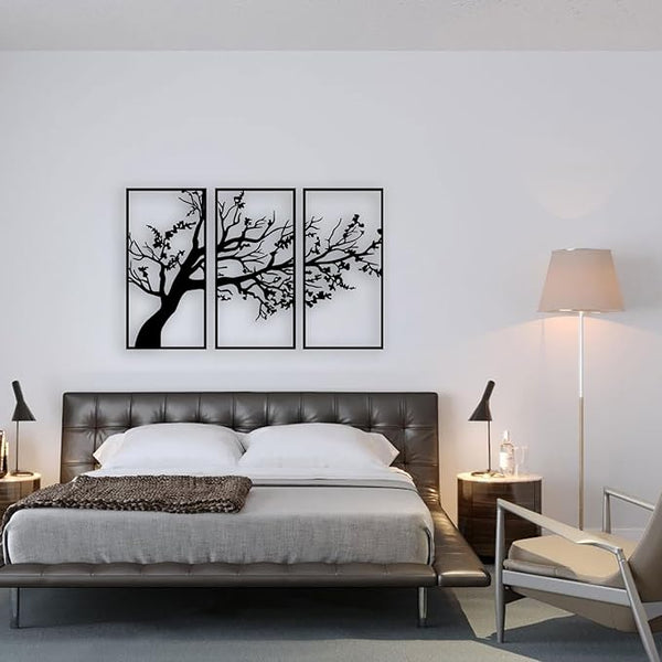 Modern Minimalist Tree Metal Wall Art | 3-Piece Nature-Inspired Wall Décor