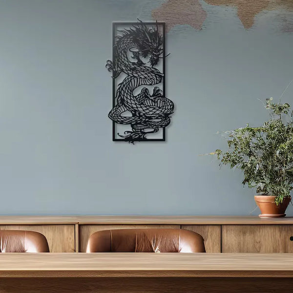 Dragon's Embrace | Chinese Dragon Wall Art | Acrylic & Metal Décor