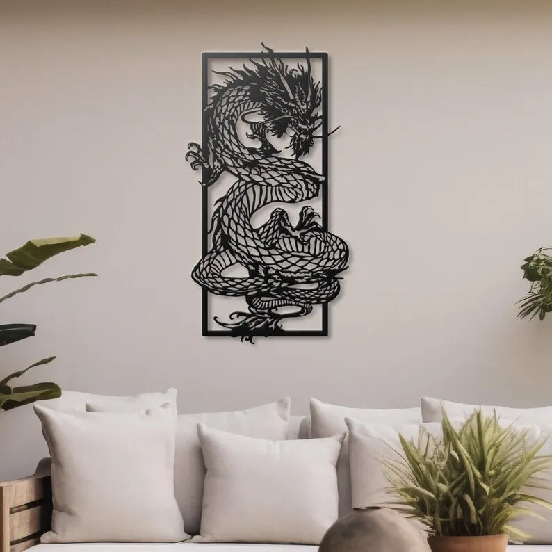 Dragon's Embrace | Chinese Dragon Wall Art | Acrylic & Metal Décor