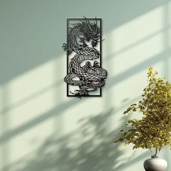 Dragon's Embrace | Chinese Dragon Wall Art | Acrylic & Metal Décor