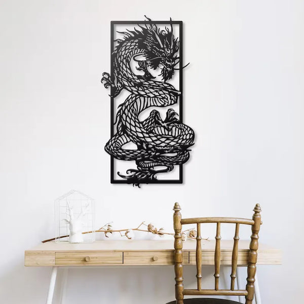 Dragon's Embrace | Chinese Dragon Wall Art | Acrylic & Metal Décor