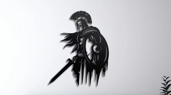 Aegis Sentinel | Spartan Warrior Wall Art | Acrylic & Metal Décor