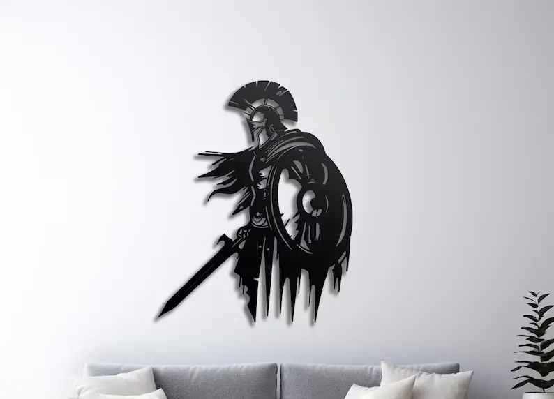 Aegis Sentinel | Spartan Warrior Wall Art | Acrylic & Metal Décor