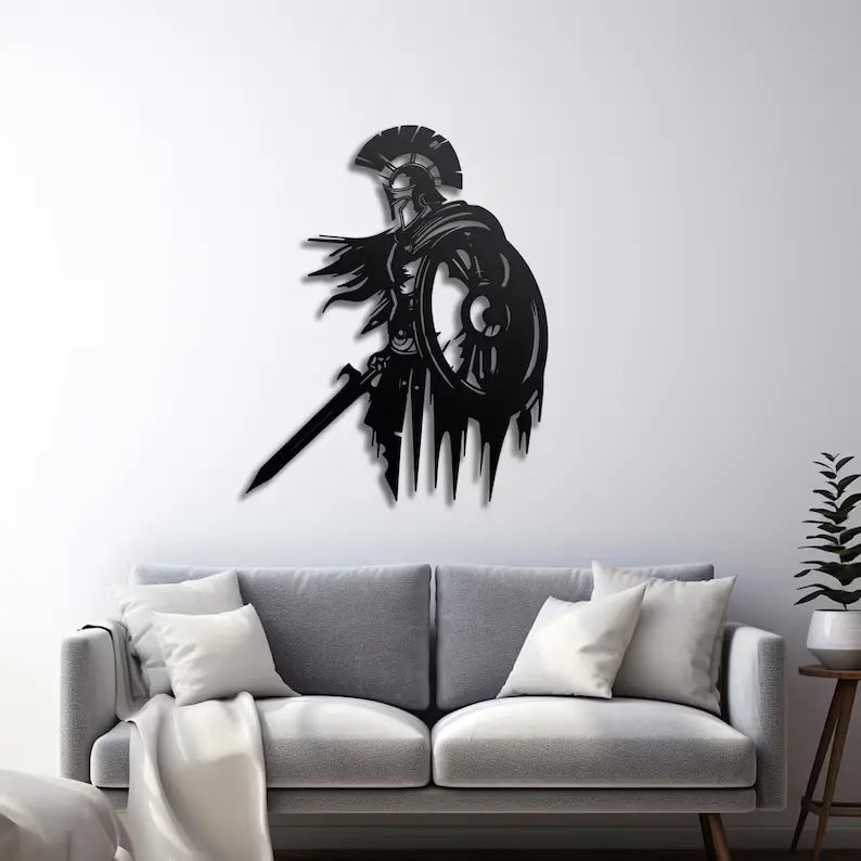 Aegis Sentinel | Spartan Warrior Wall Art | Acrylic & Metal Décor