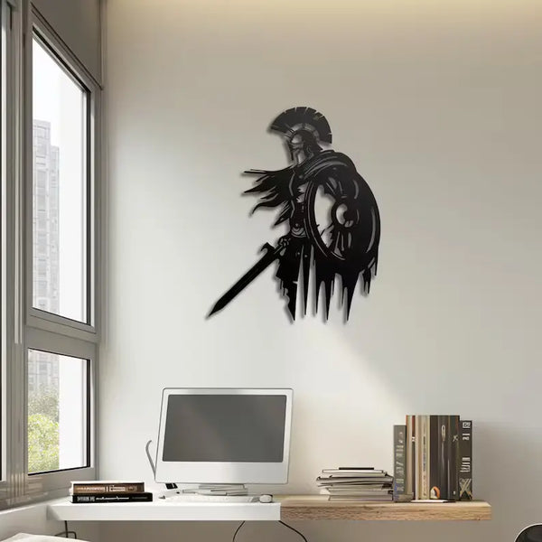 Aegis Sentinel | Spartan Warrior Wall Art | Acrylic & Metal Décor