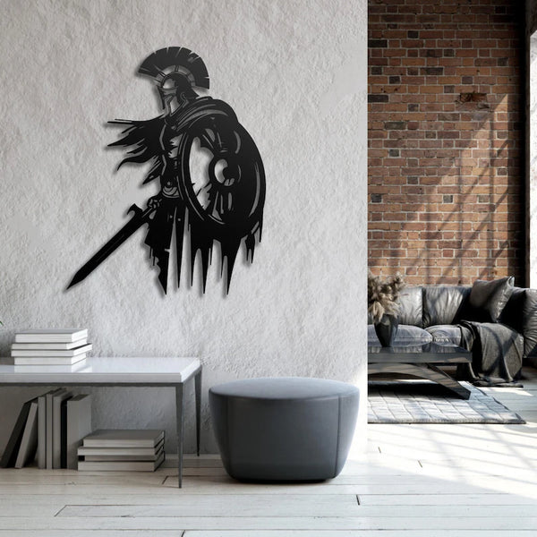 Aegis Sentinel | Spartan Warrior Wall Art | Acrylic & Metal Décor