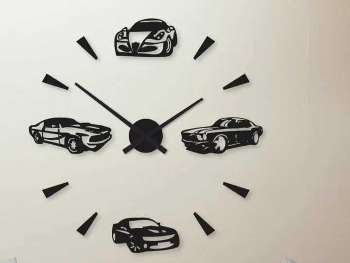 3D Car Digit Wall Clock – Modern Silent Home Décor