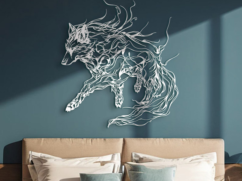 Modern Wolf Forest Wall Art – Rustic Woodland Silhouette Wall Décor in Metal, Wood, and Acrylic