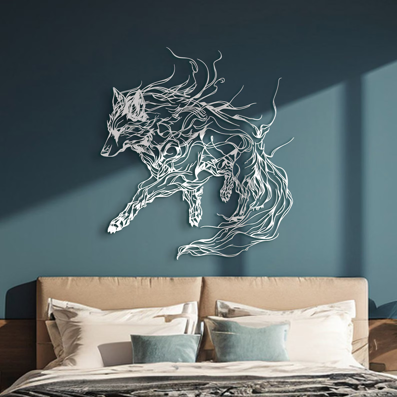 Modern Wolf Forest Wall Art – Rustic Woodland Silhouette Wall Décor in Metal, Wood, and Acrylic