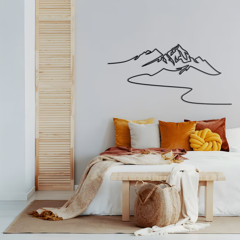 Minimalist Mountain Line Art Wall Décor – Modern Metal Wall Art