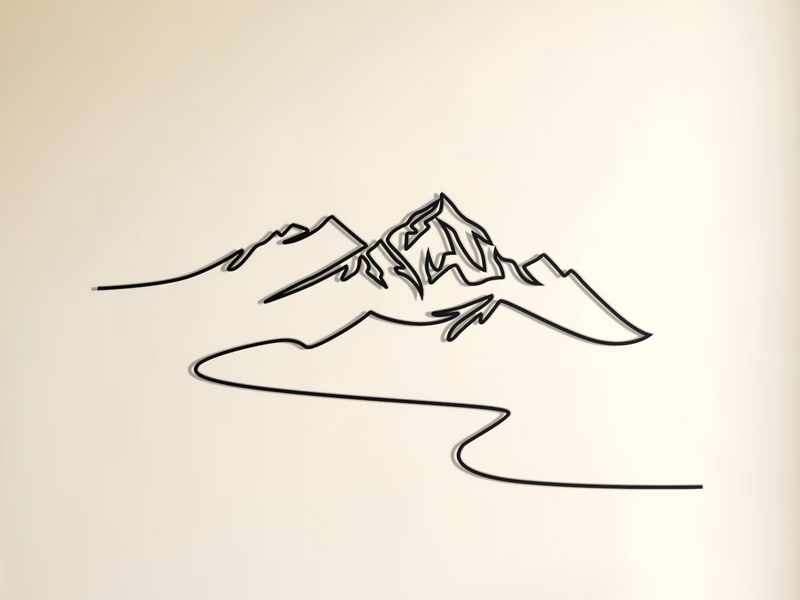 Minimalist Mountain Line Art Wall Décor – Modern Metal Wall Art