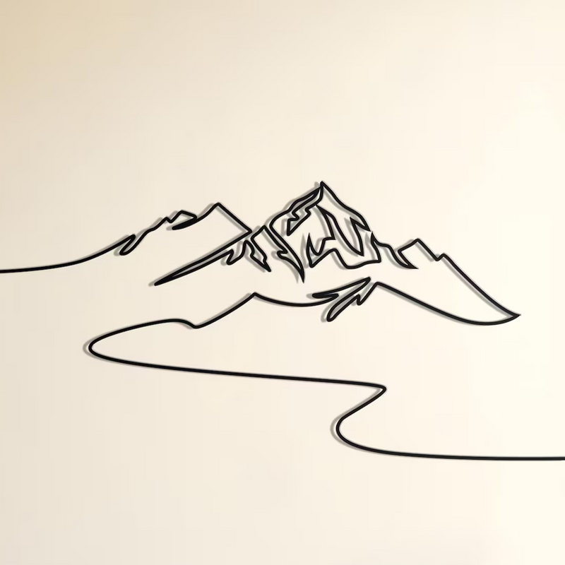 Minimalist Mountain Line Art Wall Décor – Modern Metal Wall Art