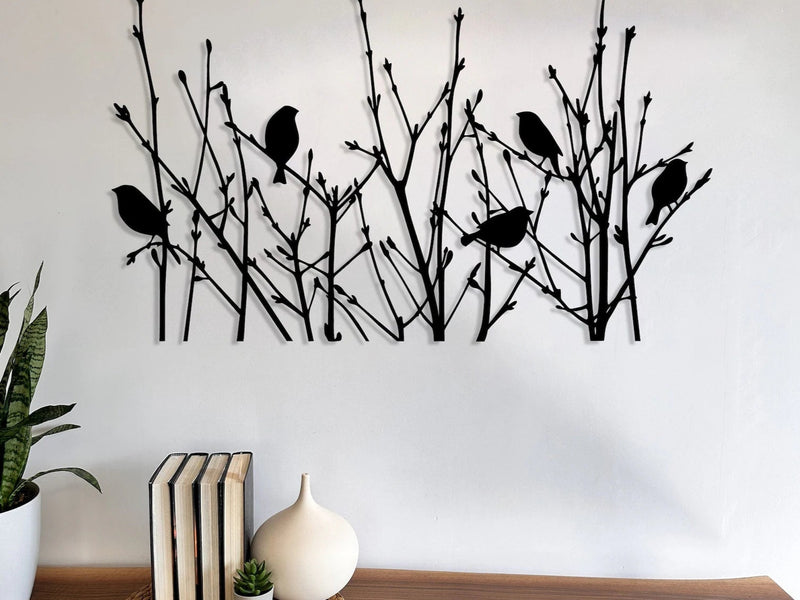 Birds on Branches Wall Art – Nature-Inspired Minimalist Decor for Living Room & Bedroom