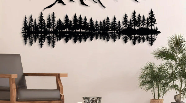 Mountain Forest Reflection Metal Wall Art | Modern Nature-Inspired Wall Décor