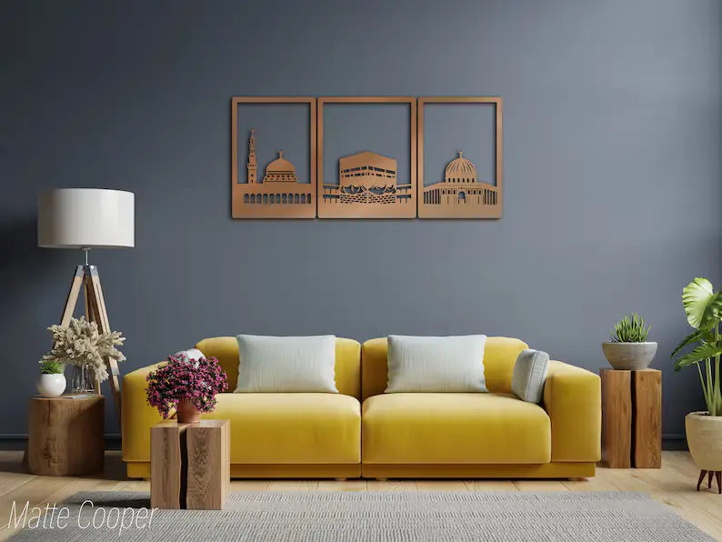 Kaaba & Masjid Al Aqsa Wall Art | Islamic Wall Art | Wood & Acrylic Décor