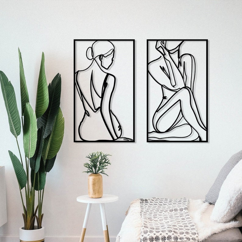 Female Wall Decor Set, Female Body Metal Wall Art