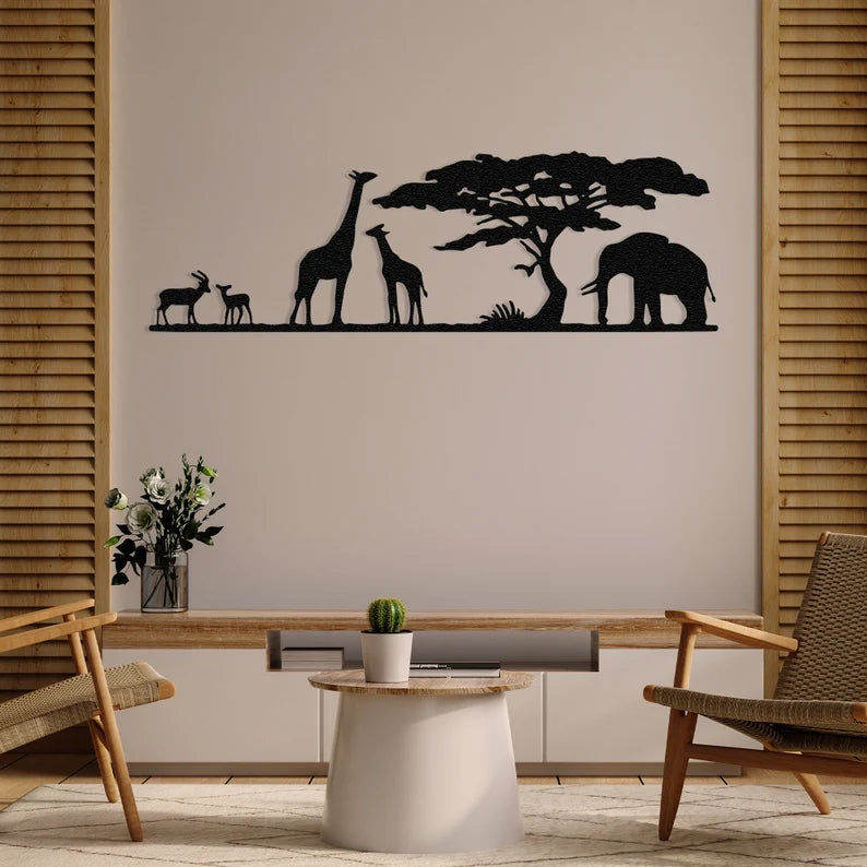 Safari Nursery Decor – African Wild Animal Family Wall Art