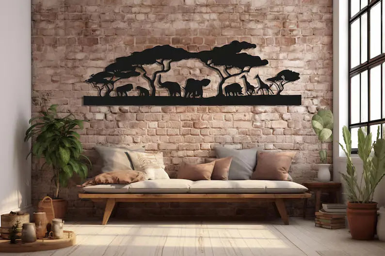 Wildlife Safari Wall Art – African Elephant & Nature Scene Decor