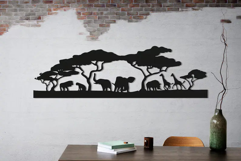 Wildlife Safari Wall Art – African Elephant & Nature Scene Decor