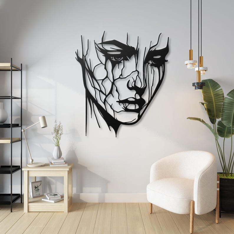 Shattered Grace – Abstract Face Acrylic Wall Art