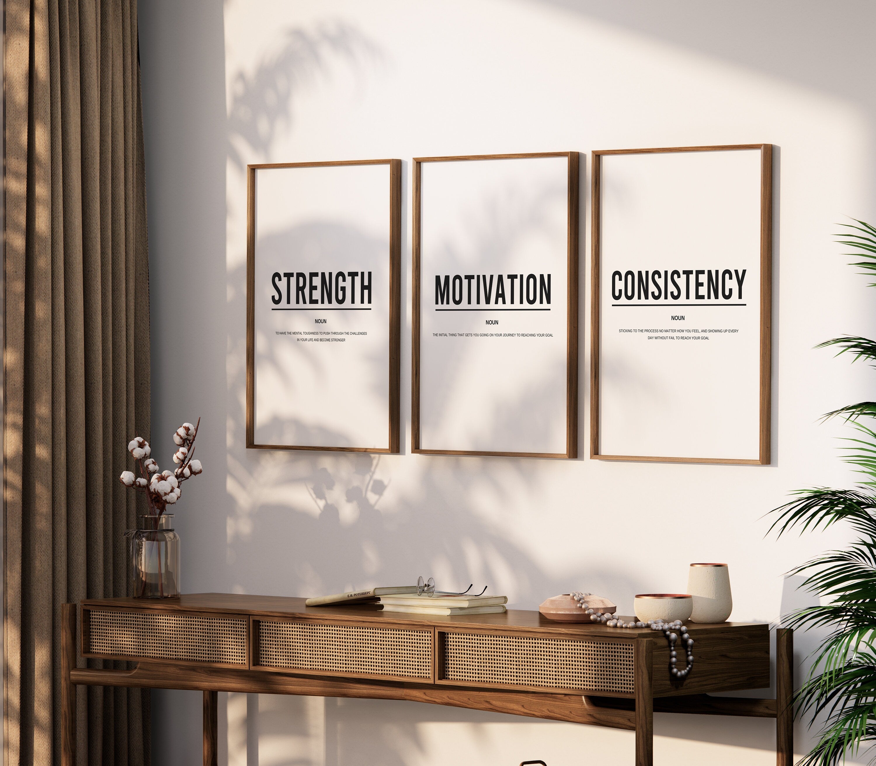 Strength | Motivation | Consistency – 3-Piece Definition Wall Art Set