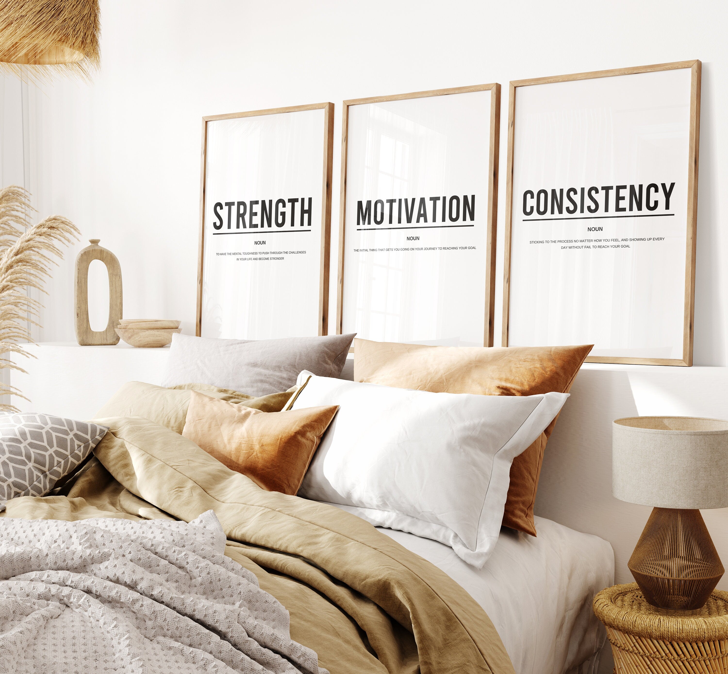 Strength | Motivation | Consistency – 3-Piece Definition Wall Art Set