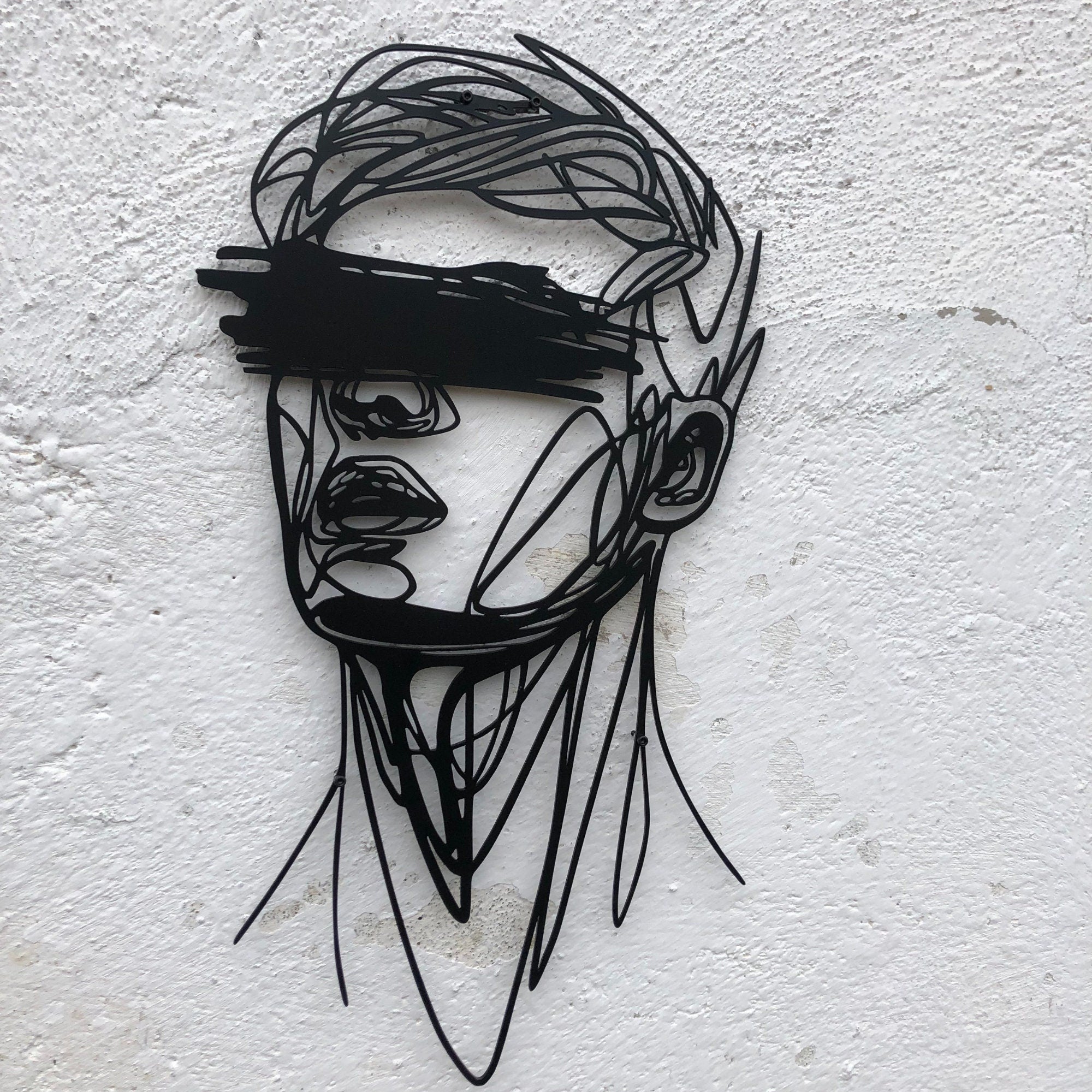 Abstract Man Face Wall Art – One Line Drawing | Confused Expression | Minimalist Face Art | Modern Home Decor