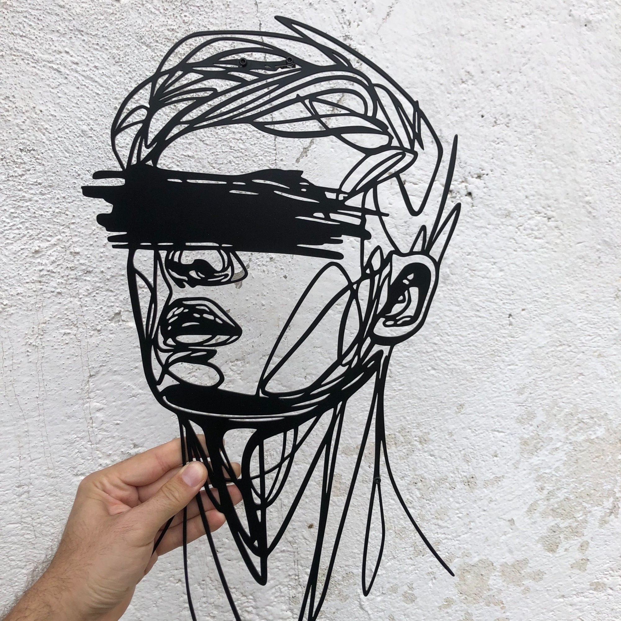 Abstract Man Face Wall Art – One Line Drawing | Confused Expression | Minimalist Face Art | Modern Home Decor