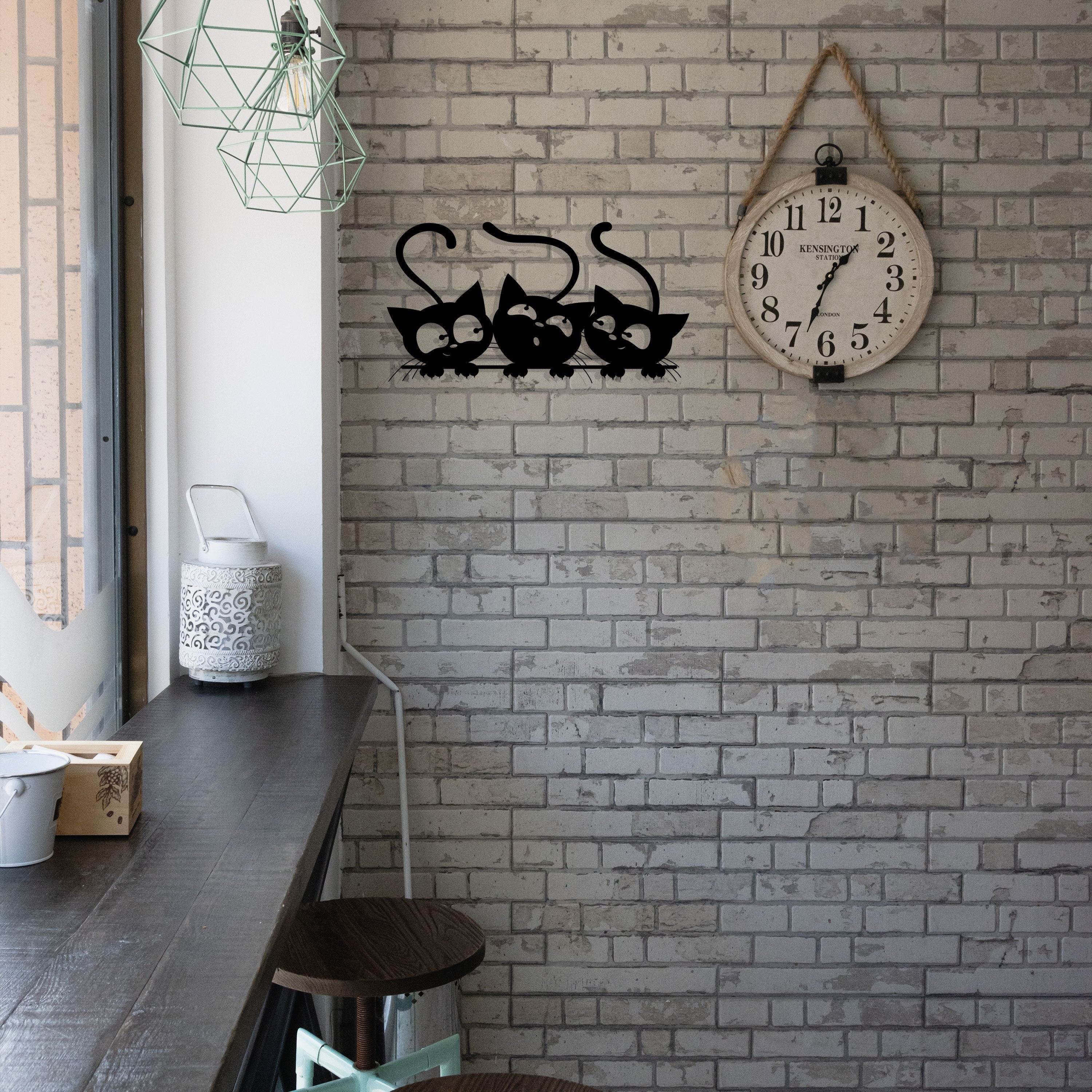 Cats Line Wall Art | Wire Cat Wall Decor | Cat House Sign | Child's Room Wall Accent