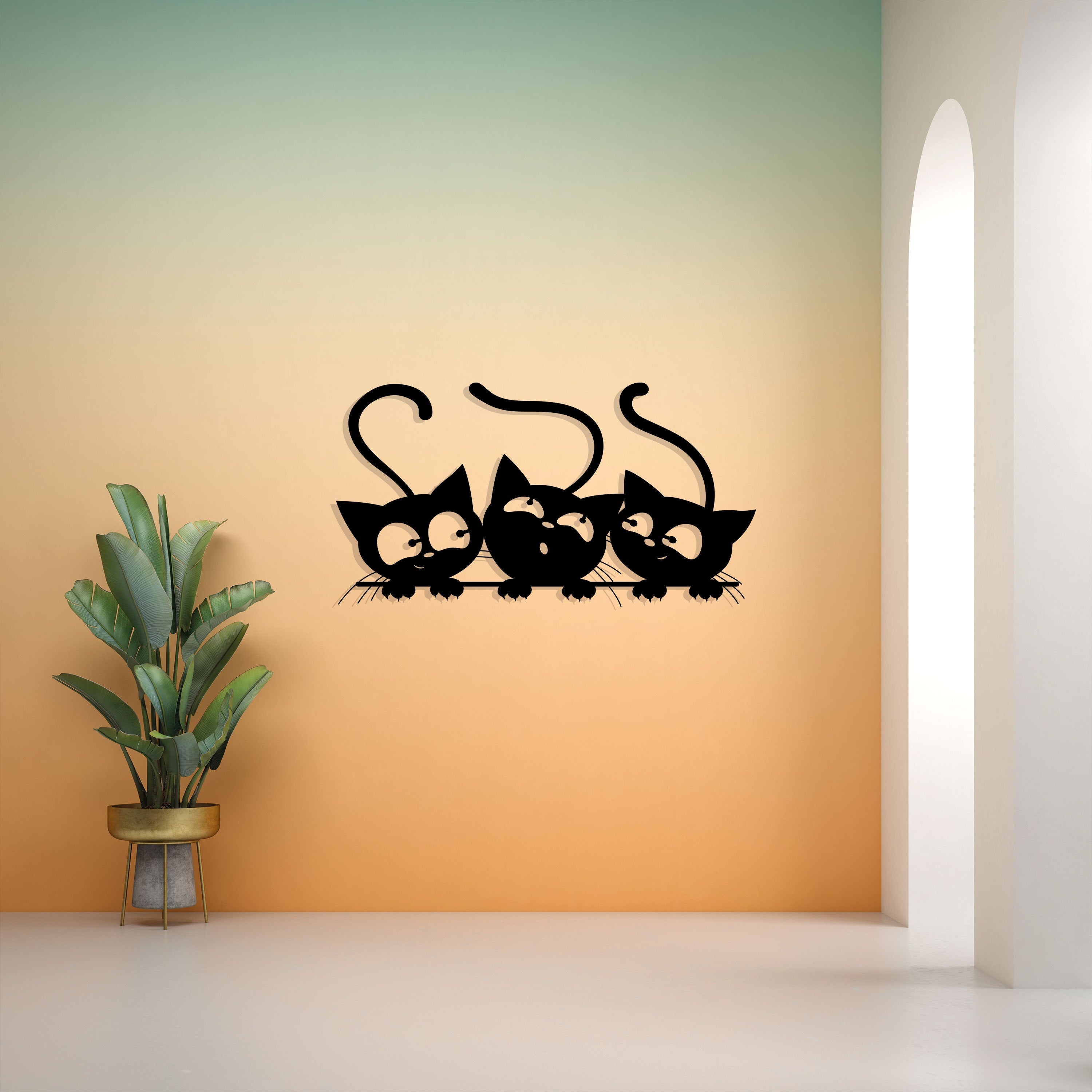 Cats Line Wall Art | Wire Cat Wall Decor | Cat House Sign | Child's Room Wall Accent