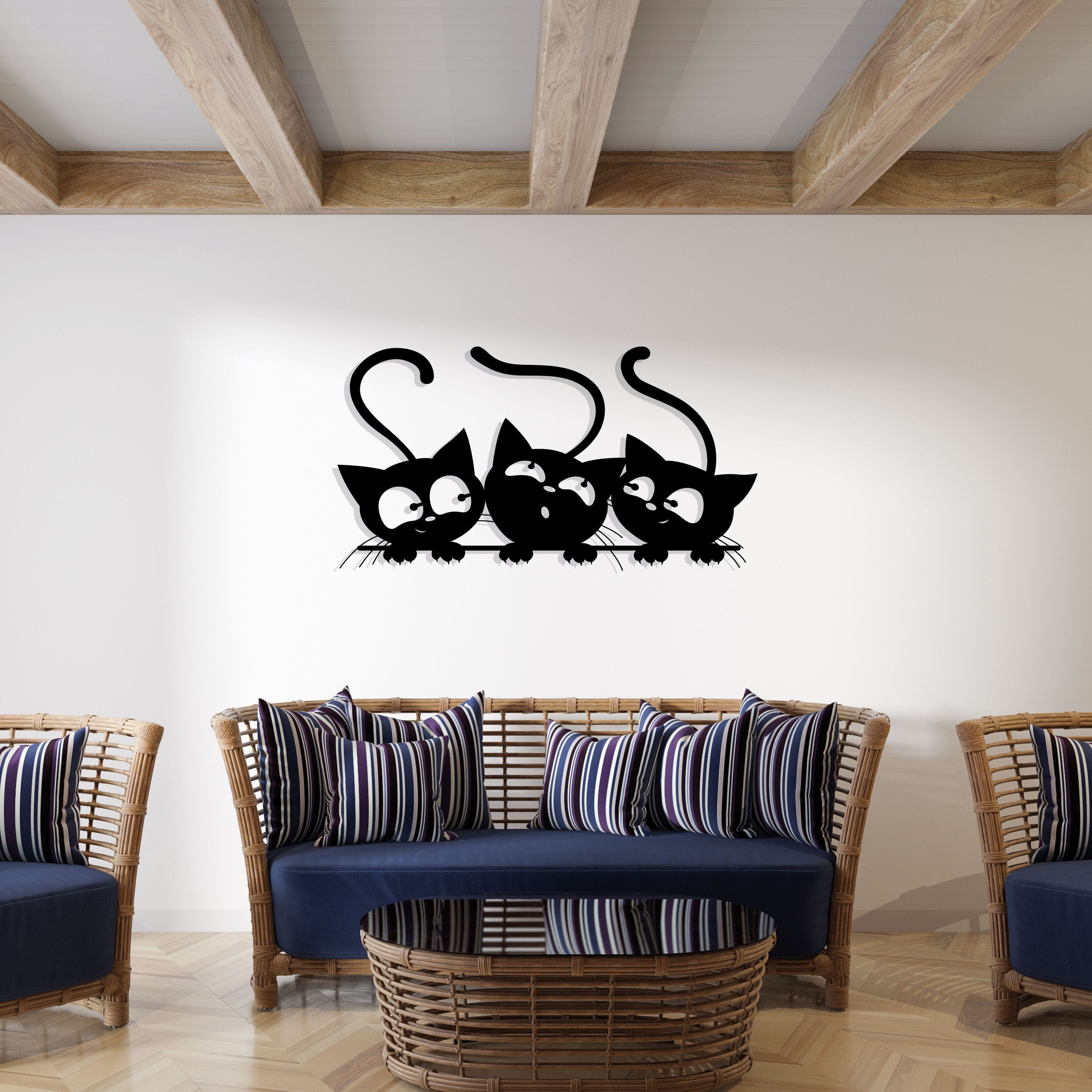 Cats Line Wall Art | Wire Cat Wall Decor | Cat House Sign | Child's Room Wall Accent