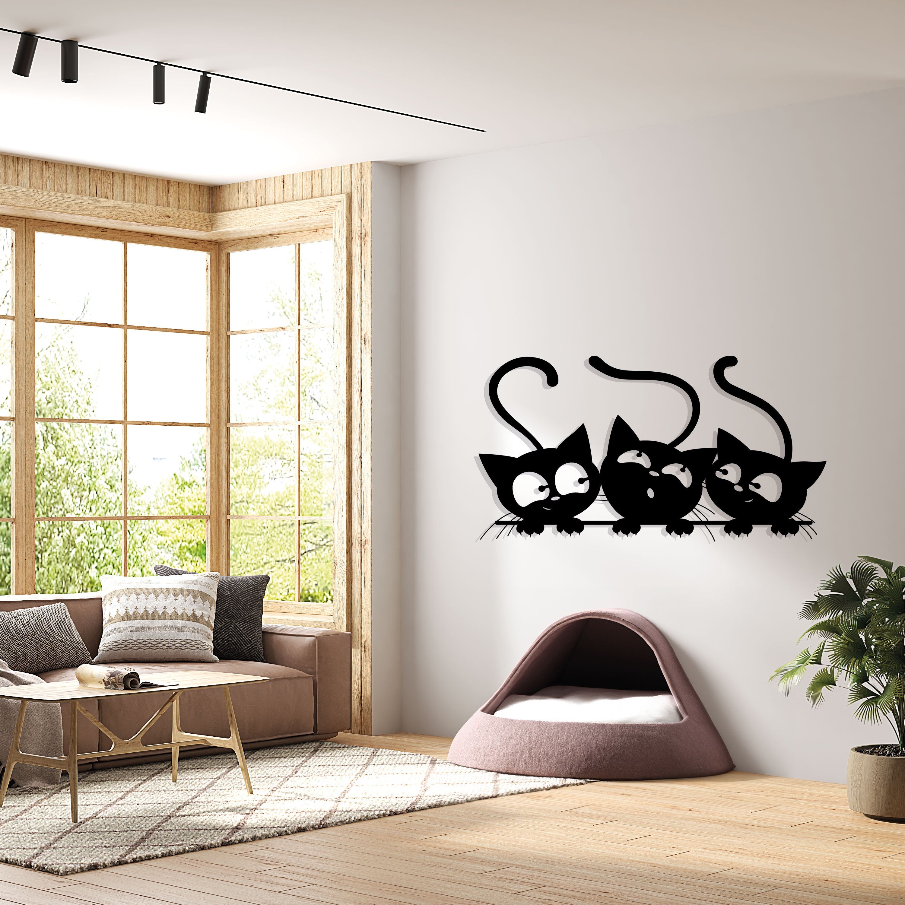 Cats Line Wall Art | Wire Cat Wall Decor | Cat House Sign | Child's Room Wall Accent