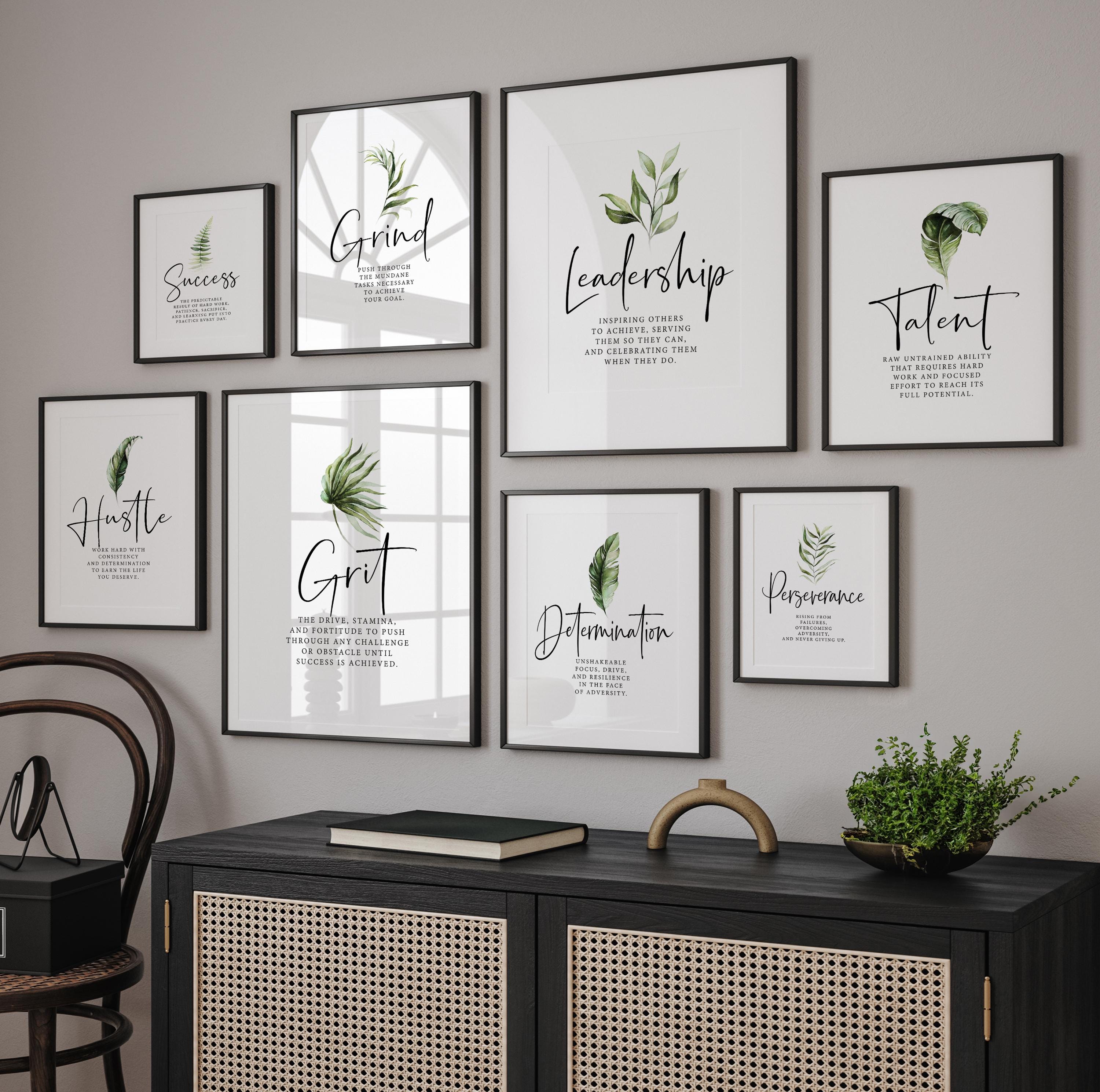 Grit Definition – Motivational Boho Quote Wall Art Set