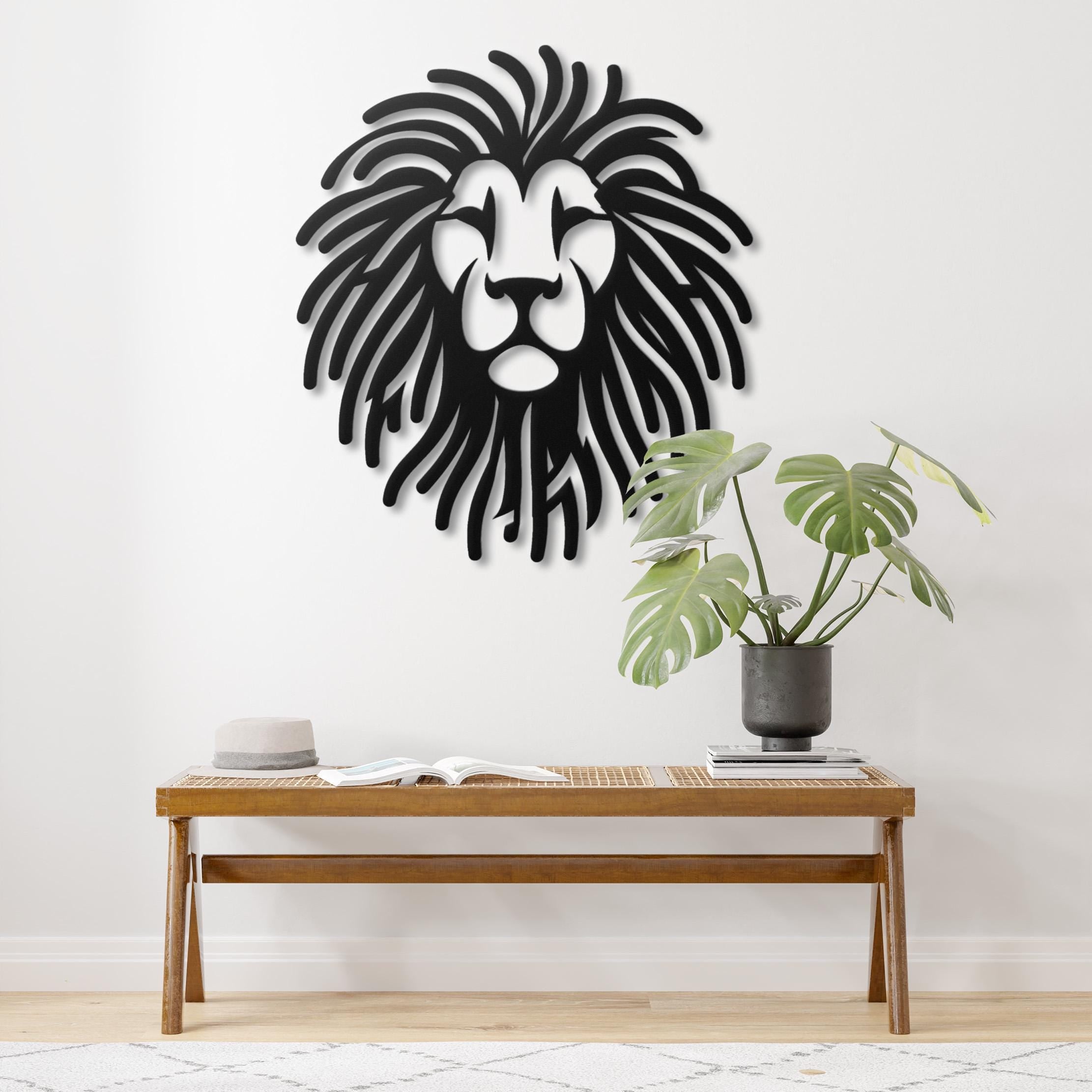 Lion Silhouette Wall Art | Safari Animal Decor | Bold Lion Head Wall Accent