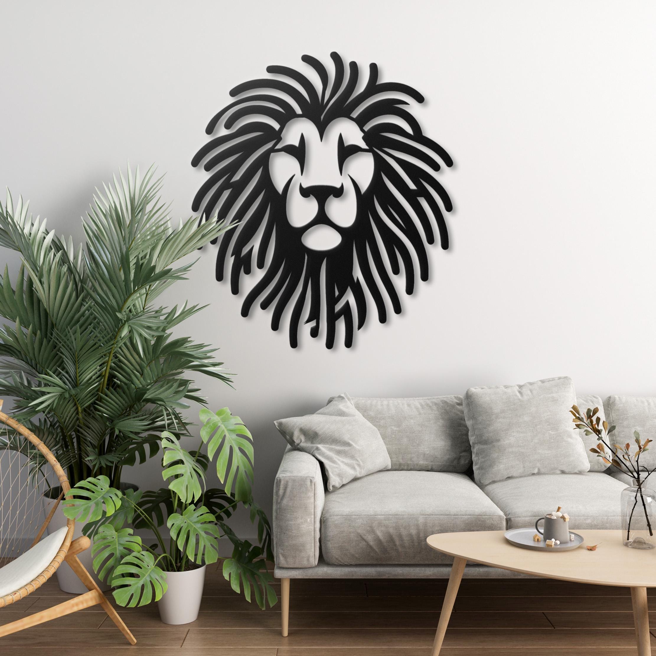 Lion Silhouette Wall Art | Safari Animal Decor | Bold Lion Head Wall Accent