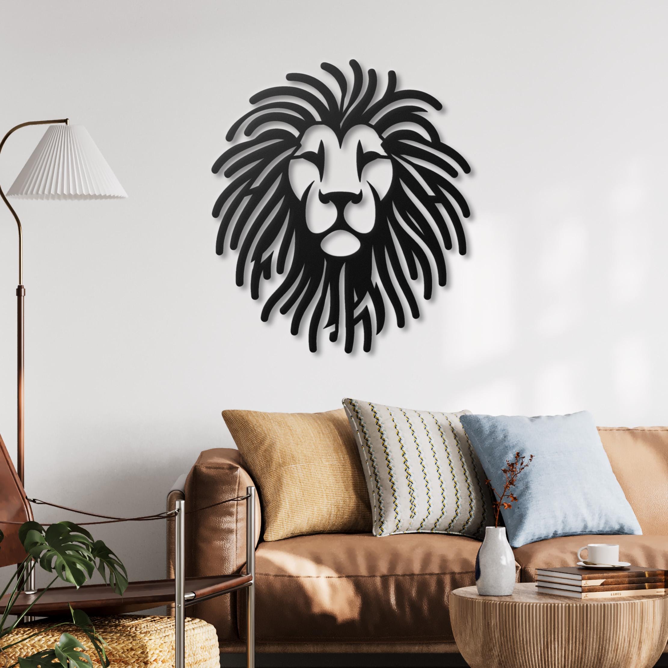 Lion Silhouette Wall Art | Safari Animal Decor | Bold Lion Head Wall Accent