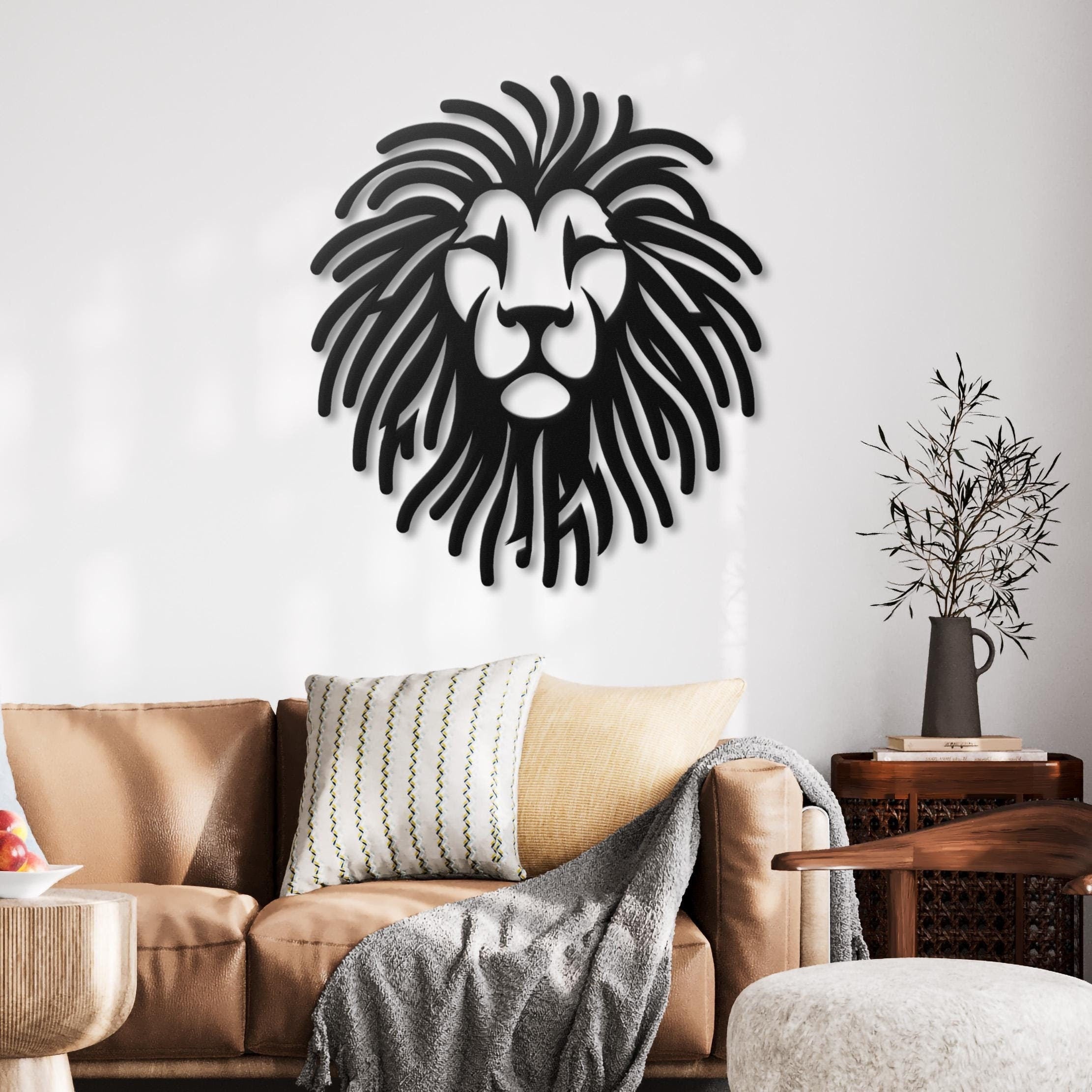 Lion Silhouette Wall Art | Safari Animal Decor | Bold Lion Head Wall Accent
