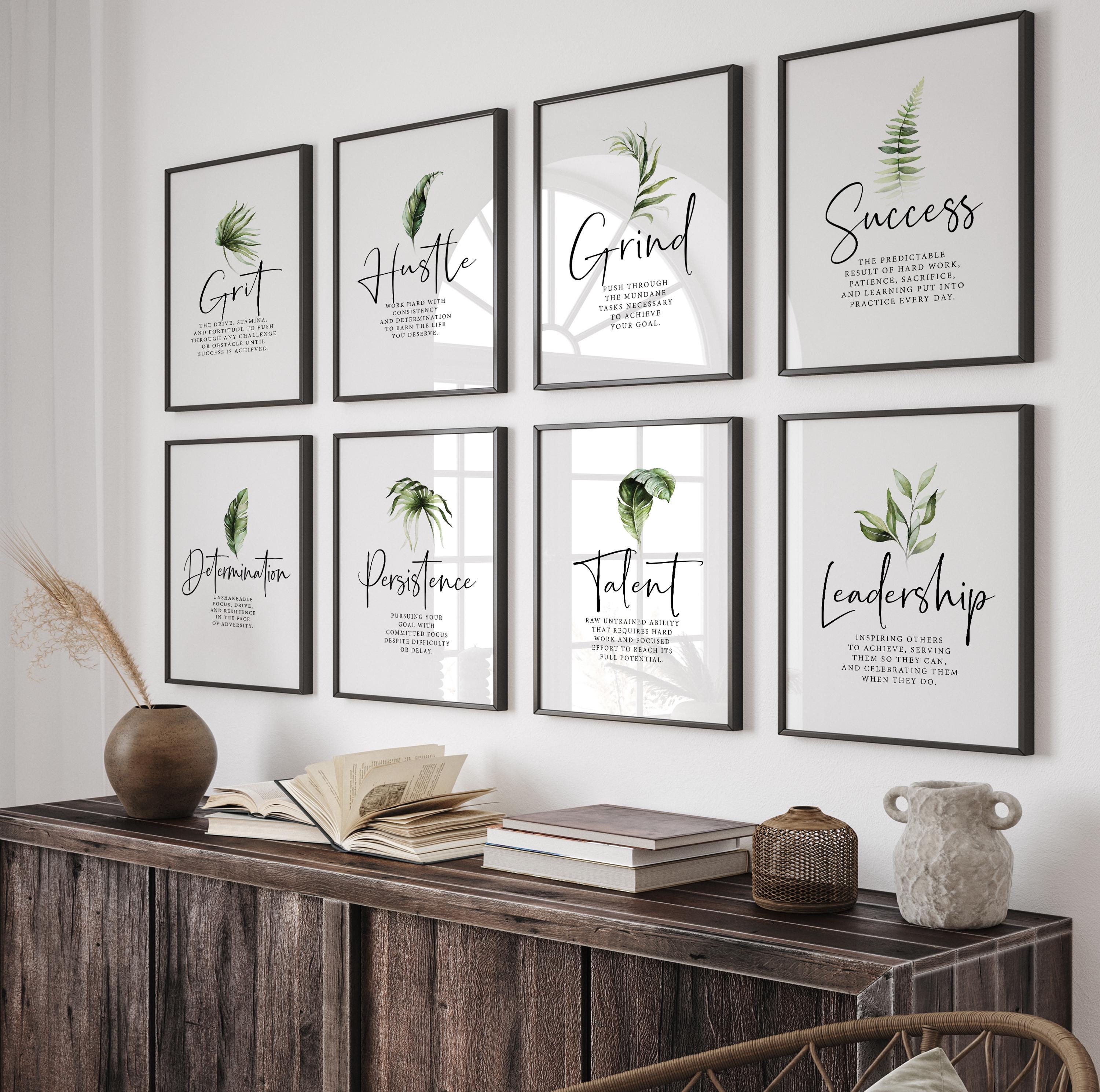 Grit Definition – Motivational Boho Quote Wall Art Set