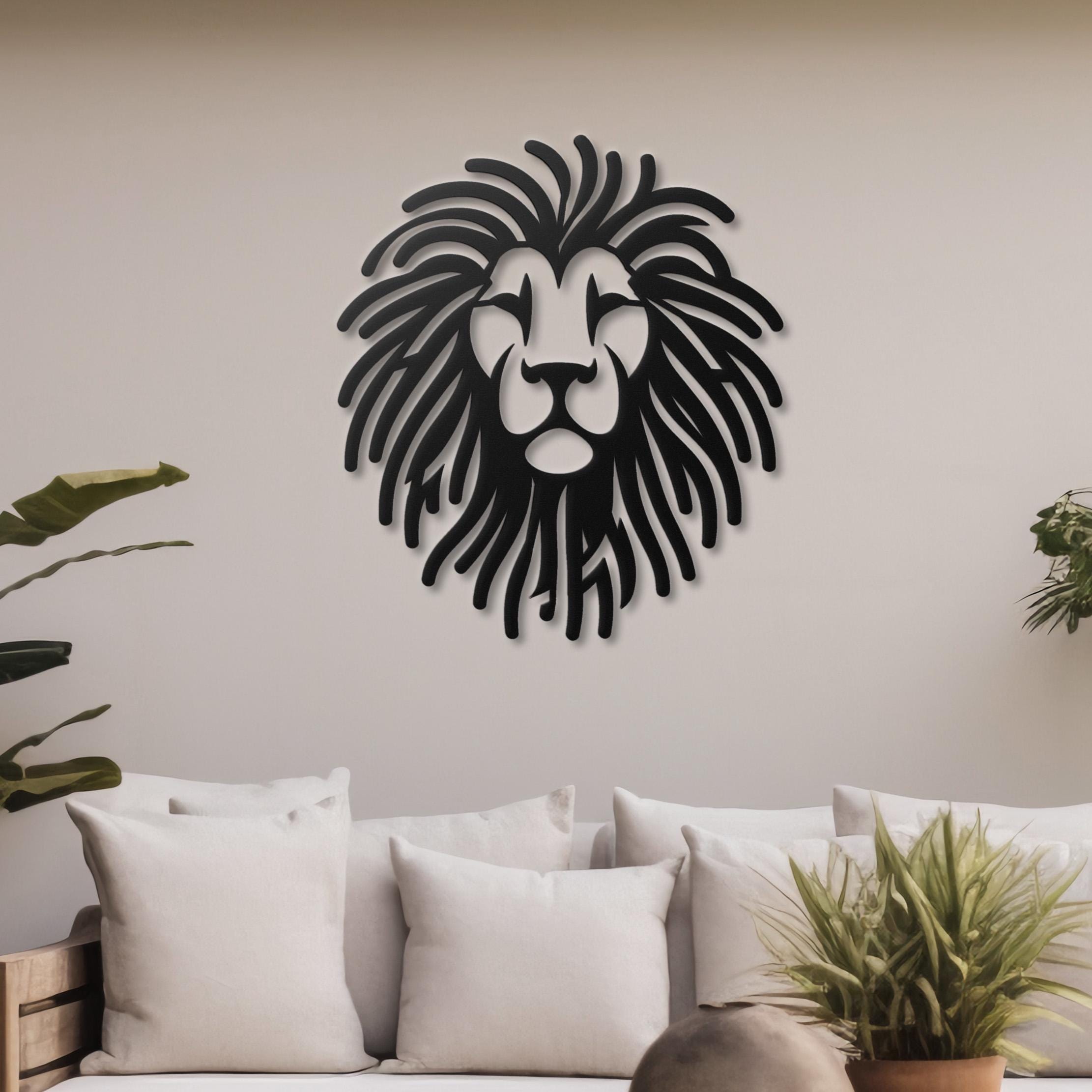 Lion Silhouette Wall Art | Safari Animal Decor | Bold Lion Head Wall Accent