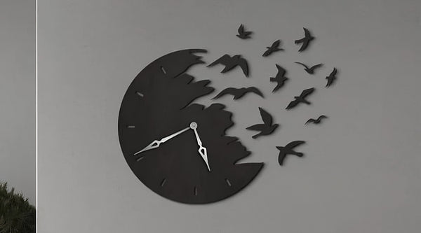 Flying Birds Acrylic Wall Clock – Artistic Silent Wall Décor